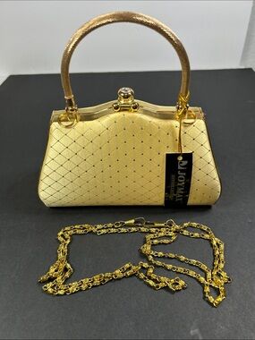 Gold clutch purse NEW with tags Joymax with shoulder chain